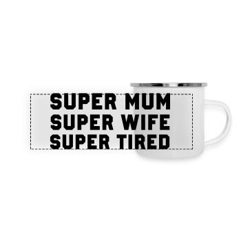 Super Mum - Panorama Emaille-Tasse - Weiß - Vorne