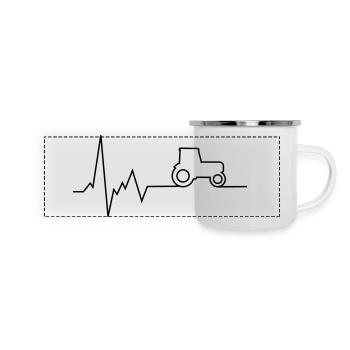 herzschlag schlepper - Panorama Emaille-Tasse - Weiß - Vorne