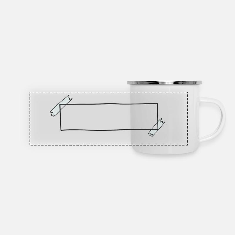 Banner Text Deko Klebeband - Panorama Emaille-Tasse - Weiß