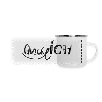Glücklich - Panorama Emaille-Tasse - Weiß - Vorne