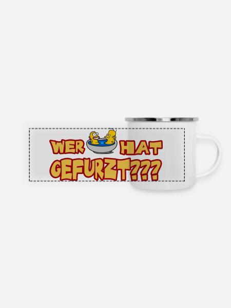 Wer hat gefurzt - Panorama Emaille-Tasse - Weiß