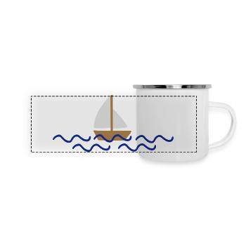 Schiff mit Wellen - Panorama Emaille-Tasse - Weiß - Vorne
