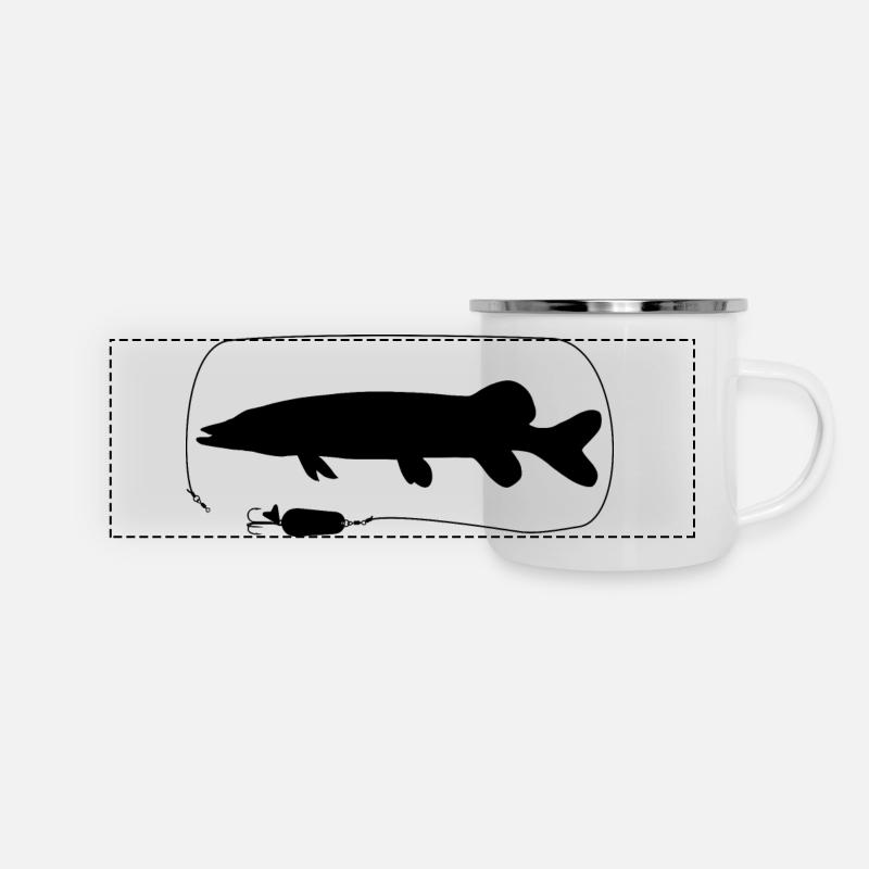 Brochet avec clignotant cuillère - Mug panoramique émaillé - blanc