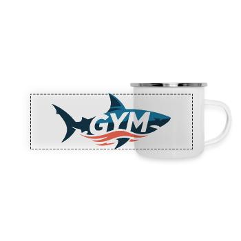 Aqua Shark Gym Emblem - Panorama Emaille-Tasse - Weiß - Vorne