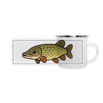 Cute Pike Kids Angeldesign - Panorama Emaille-Tasse - Weiß - Vorne