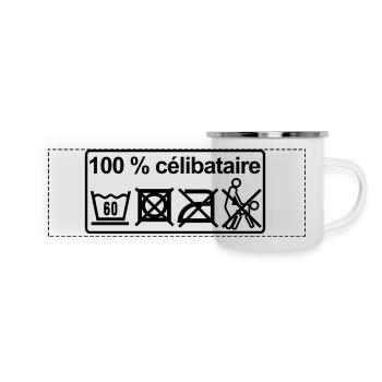 100% celibataire - Mug panoramique émaillé - blanc - Devant
