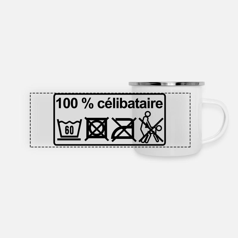 100% celibataire - Mug panoramique émaillé - blanc