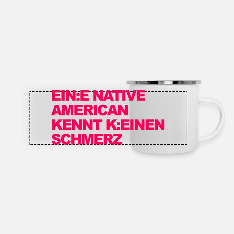 SATIRE WOKE : Un Indien ne connaît pas la douleur - Mug panoramique émaillé - blanc