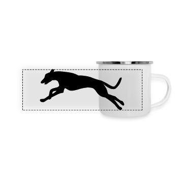 Laufender Hund - Panorama Emaille-Tasse - Weiß - Vorne