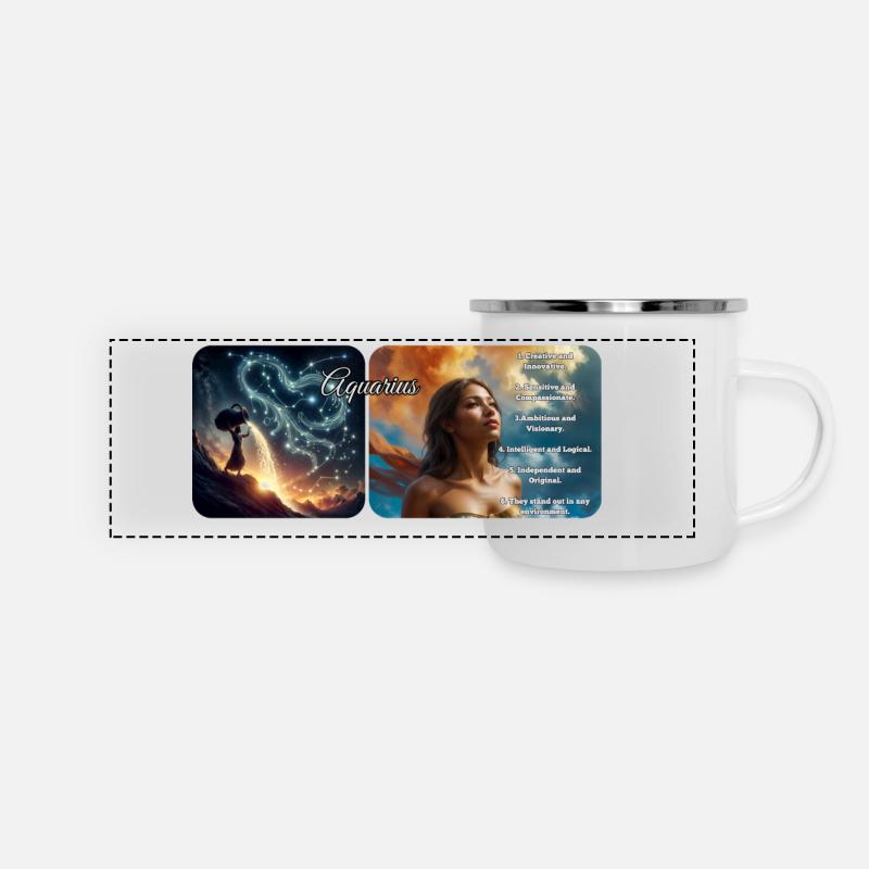 Wassermann - Panorama Emaille-Tasse - Weiß