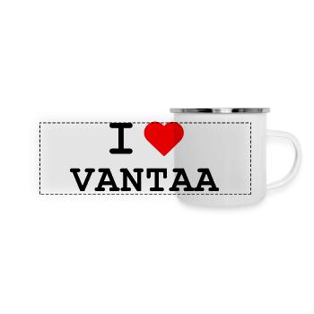 Ich liebe Vantaa - I love Vantaa - Panorama Emaille-Tasse - Weiß - Vorne