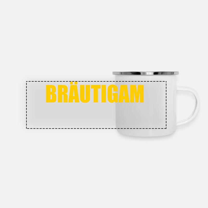 Bräutigam - Panorama Emaille-Tasse - Weiß