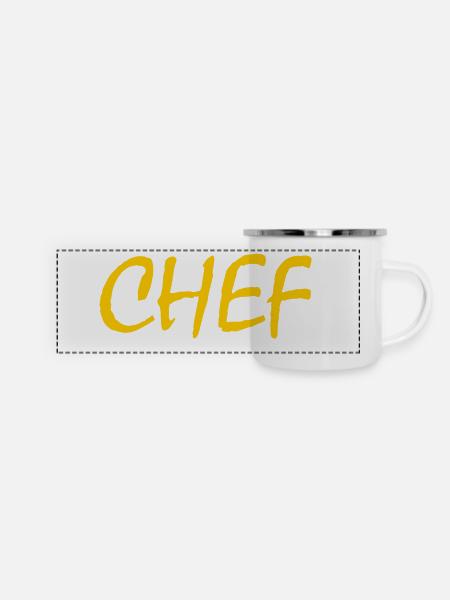 Chef - Panorama Emaille-Tasse - Weiß