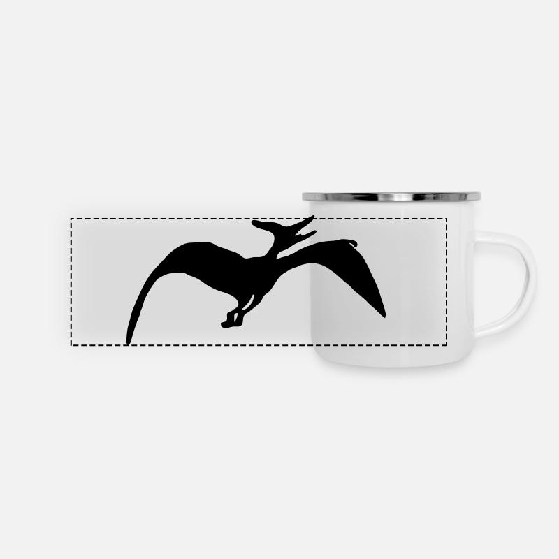 Dinosaurier primeval times Urzeit TRex T-Rex Earth - Panorama Emaille-Tasse - Weiß