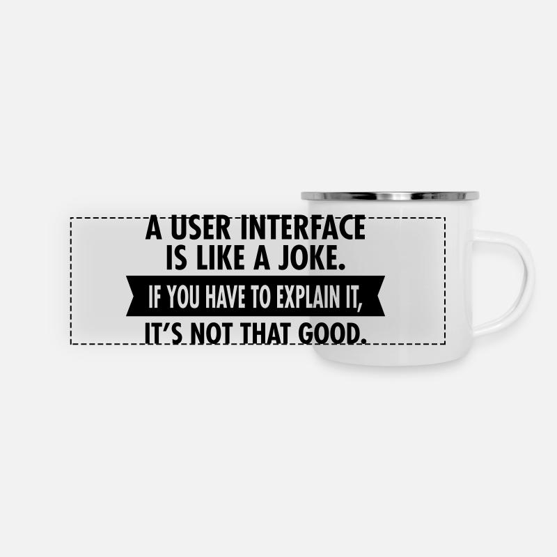 A User Interface Is Like A Joke... - Panorama Emaille-Tasse - Weiß