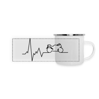 herzschlag motorrad - Panorama Emaille-Tasse - Weiß - Vorne