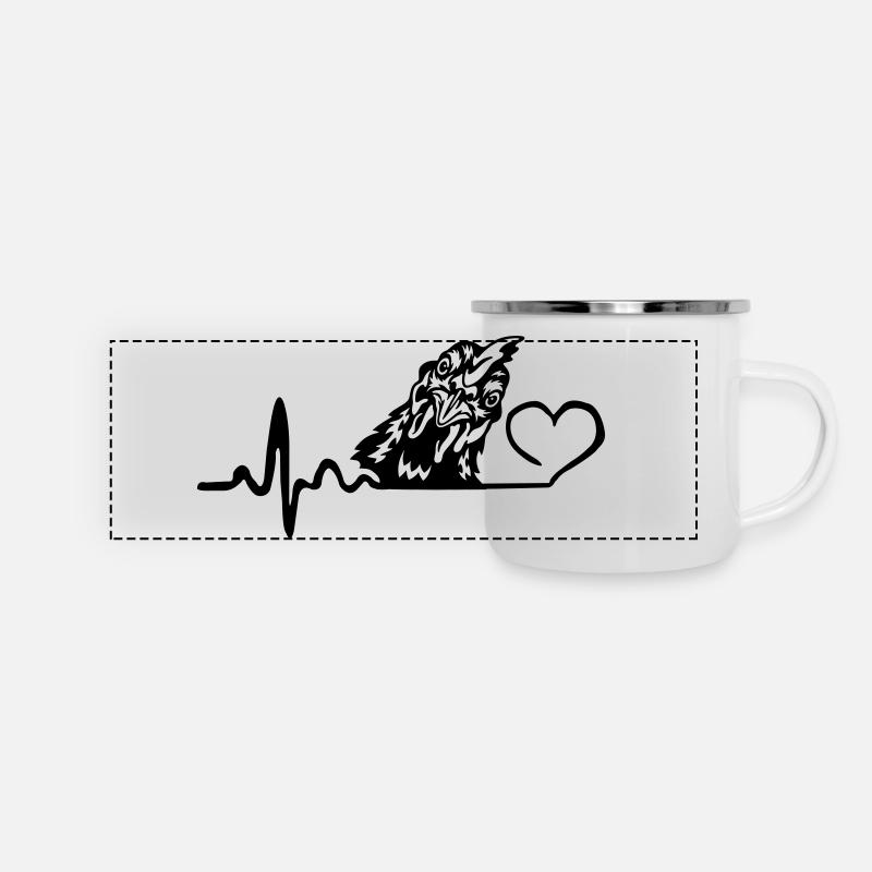 Chicken Chicken Love Heartbeat - Panoramic Camper Mug - white