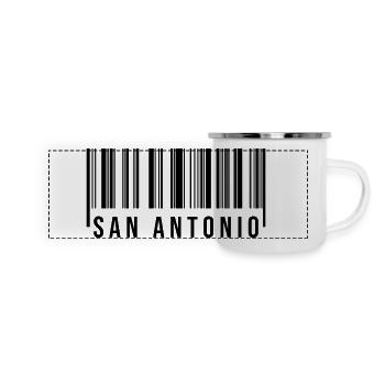 San Antonio Barcode - Panorama Emaille-Tasse - Weiß - Vorne