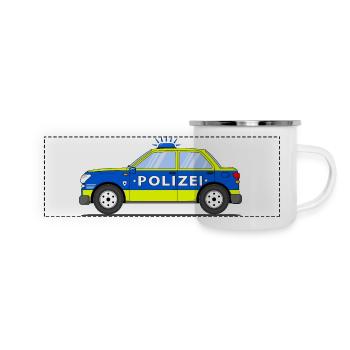 Police car in blue and yellow - Panoramic Camper Mug - white - Front