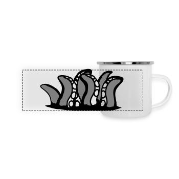 Tentakel Kraken Monster Boden Loch Alien Horror - Panorama Emaille-Tasse - Weiß - Vorne