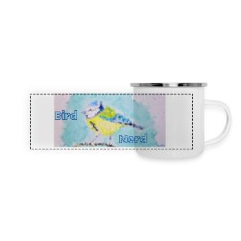 Bird Nerd Blaumeise Geschenkidee für Vogelfans - Panorama Emaille-Tasse - Weiß - Vorne
