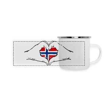 Norway flag heart shape used - Panoramic Camper Mug - white - Front