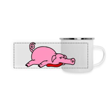 Grillon de porc mort inconscient mangeant de la viande - Mug panoramique émaillé - blanc - Devant