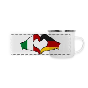Italy Germany Flag Heart used - Panoramic Camper Mug - white - Front
