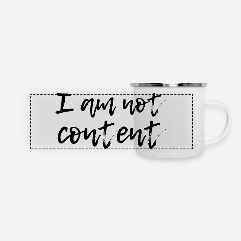 I Am Not Content - Emotional Handwritten Script - Panorama Emaille-Tasse - Weiß