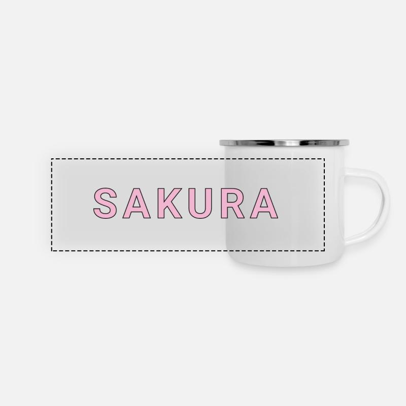 Sakura Pink Font on Black - Panoramic Camper Mug - white