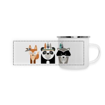 Indianer - Panorama Emaille-Tasse - Weiß - Vorne