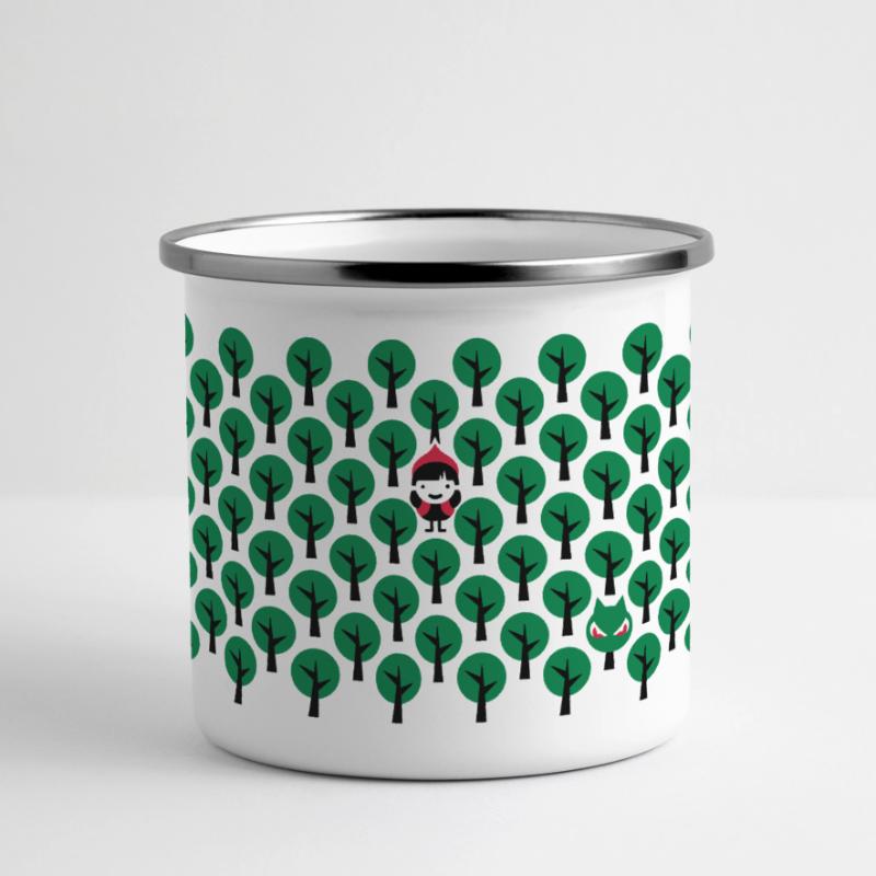 Fairytale - Rotkaeppchen - Märchen - Wolf - Quer Panorama Emaille-Tasse