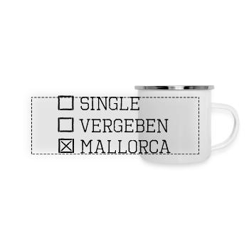 Mallorca Single Party Urlaub lustiger Spruch - Panorama Emaille-Tasse - Weiß - Vorne