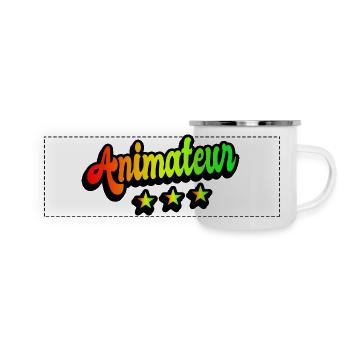 Animateur Regenbogen Design - Panorama Emaille-Tasse - Weiß - Vorne
