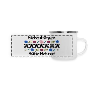 Siebenbürgen süße Heimat Design mit 7 Burgen - Panorama Emaille-Tasse - Weiß - Vorne