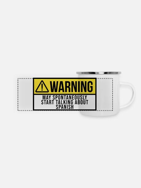Spanisch, Spanisch, Spanisch - Panorama Emaille-Tasse - Weiß