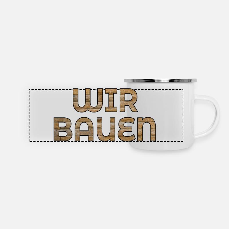 House Building Bricks - We Build - Panoramic Camper Mug - white