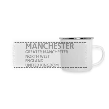 Manchester – England Lyric Design - Panorama Emaille-Tasse - Weiß - Vorne