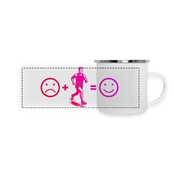Puristisches Running Thema - Panorama Emaille-Tasse - Weiß - Vorne