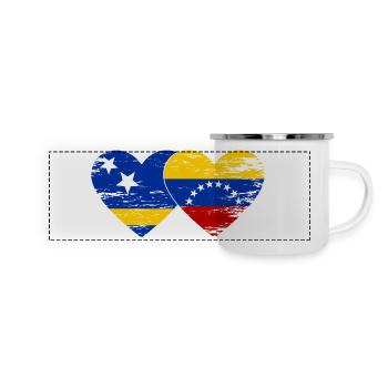 Curacao Venezuela flag heart used - Panoramic Camper Mug - white - Front
