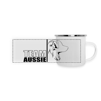 TEAM Aussie Hunde Australian Shepherd Wilsigns - Panorama Emaille-Tasse - Weiß - Vorne