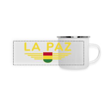 La Paz Bolivien Fans T-Shirt Design - Panorama Emaille-Tasse - Weiß - Vorne