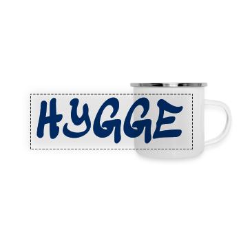 Hygge - Dänische Tradition - Lebensgefühl - Nett - Panorama Emaille-Tasse - Weiß - Vorne