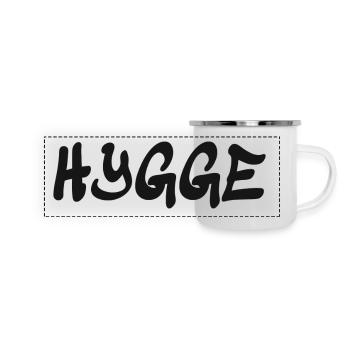 Hygge - Dänische Tradition - Lebensgefühl - Nett - Panorama Emaille-Tasse - Weiß - Vorne