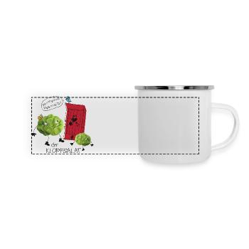 Klopfsalat - Panorama Emaille-Tasse - Weiß - Vorne