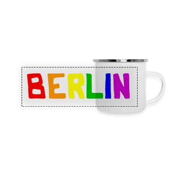 Berlin Arc-en-ciel Couleurs Gay Lesbienne Gay LGBT - Mug panoramique émaillé - blanc - Devant