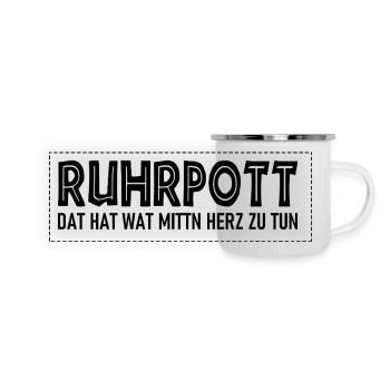 Ruhrpott - Dat hat wat mittn Herz zu tun - Panorama Emaille-Tasse - Weiß - Vorne