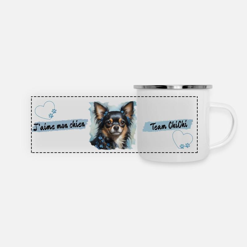 BLUE CHIHUAHUA MUG - Panoramic Camper Mug - white