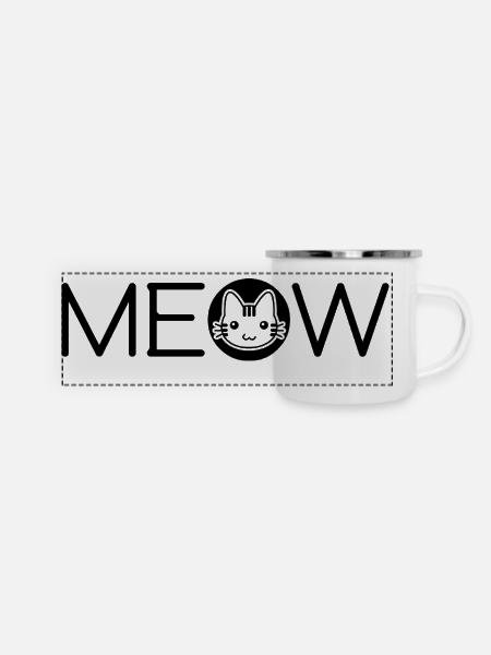 Miau - Panorama Emaille-Tasse - Weiß