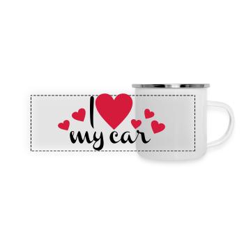 Auto - Panorama Emaille-Tasse - Weiß - Vorne